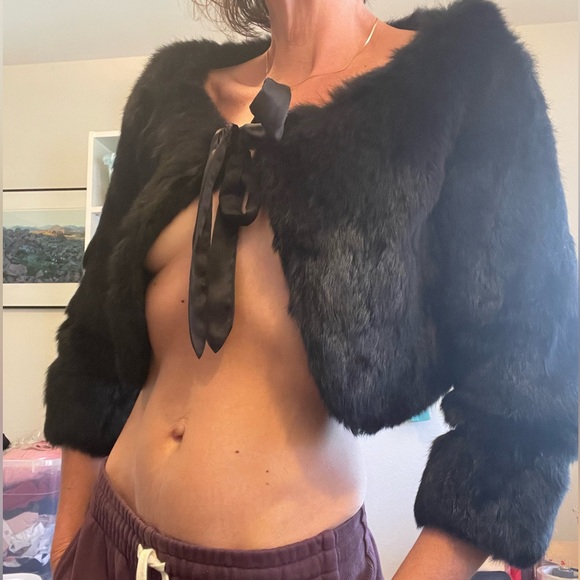 Bebe Genuine Rabbit Fur and Silk Cropped Shrug size S. - Picture 8 of 8